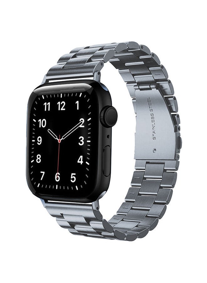 O Ozone - Metal Straps For Apple Watch Series 10 | Ultra 2 | 8 Ultra | 9 | 8 | 7 | 6, 49/46/45/44/42mm, Solid Stainless Steel Replacement Wristband - Grey - Image 1