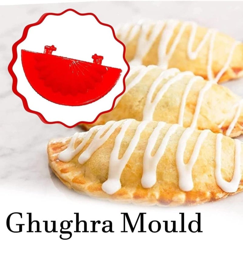 Dweezhet Dweezhet Plastic Gujiya Modak Samosa Kachori Making Mould Set with Ladoo Mould Spoon Combo Pack Kitchen Tool Pie Maker Multicolor 4pcs  - Image 4
