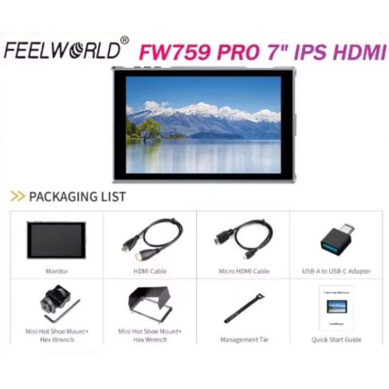 Feelworld Fw759 Pro 7-inch On-Camera Touchscreen Monitor 4K Hdmi 1280x800 IPS Field Director Monitor for Video - Image 4