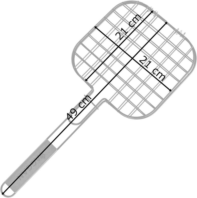 SHREESAMP SHREESAMP Portable BBQ Mesh Grill Net Basket for Fish Vegetables Steak Roast Grilling Tray Outdoor Cooking Plated with Wooden Handle Camping Grill Basket Roasting Net with Stainless Steel  - Image 2