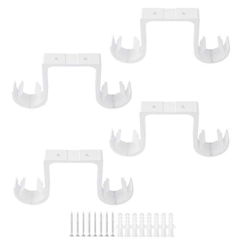 AddGrace Heavy Duty Double Curtain Rod Holders 4 PackCeiling Curtain Rod Brackets Drilled Aluminum Alloy for Bedroom Living RoomWhite