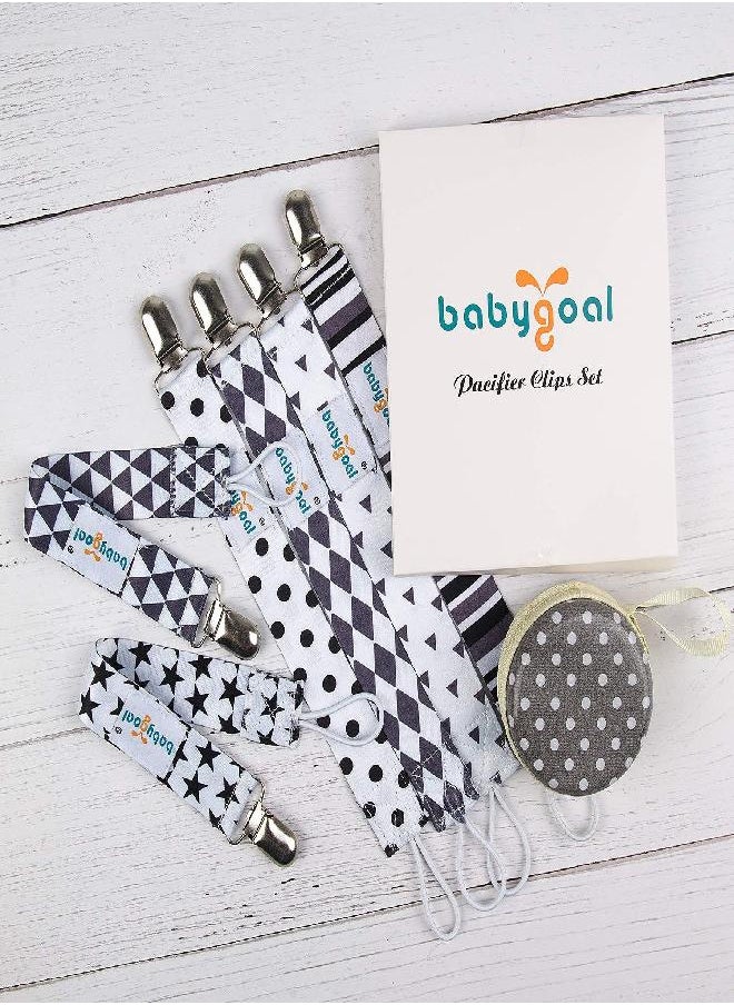 babygoal - Babygoal Pacifier Clips for Boys, 6 Pack Pacifier Holder for Baby Boys and Girls Fits for Most Pacifier Styles and Baby Gift 6PBM05-HZ - Image 1