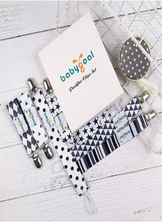 babygoal - Babygoal Pacifier Clips for Boys, 6 Pack Pacifier Holder for Baby Boys and Girls Fits for Most Pacifier Styles and Baby Gift 6PBM05-HZ - Image 1