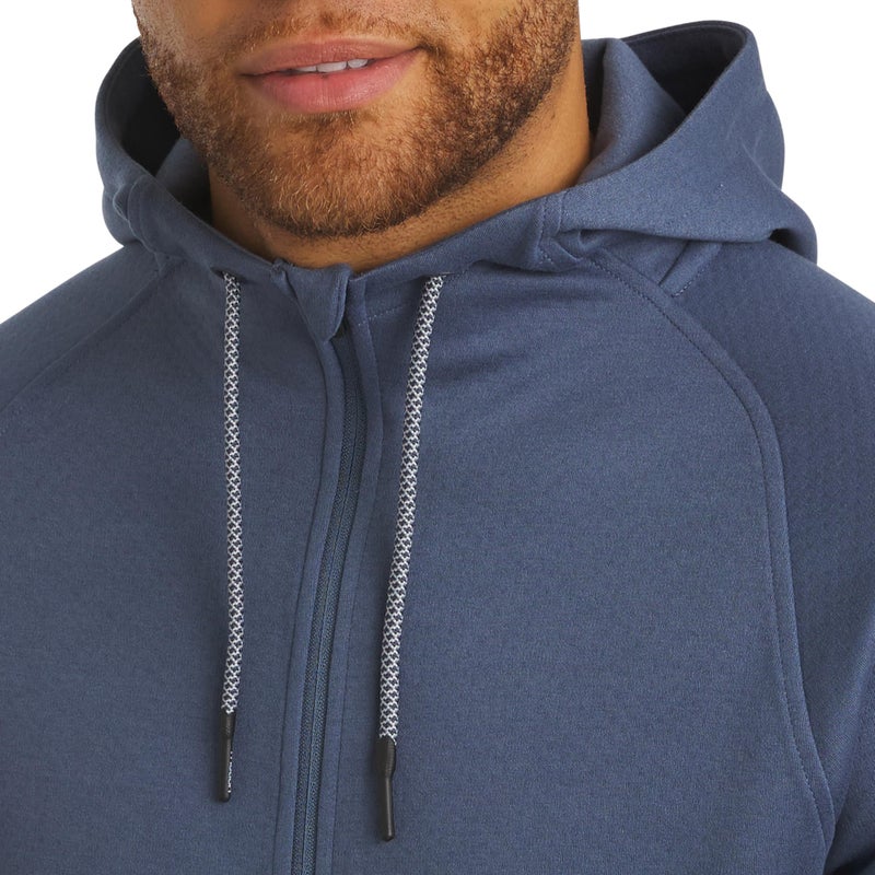 Motion Men's Regular Fit Active High Performance Heavyweight Jacquard Mesh Full Zip Hoodie, Vintage Indigo, Large - Image 2