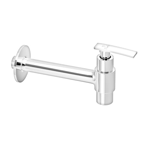 Pixaflo Nexus Brass Long Body Bib Cock Mouth Operated Tap with Wall Flange (Chrome) (Nexus-N) - Image 1
