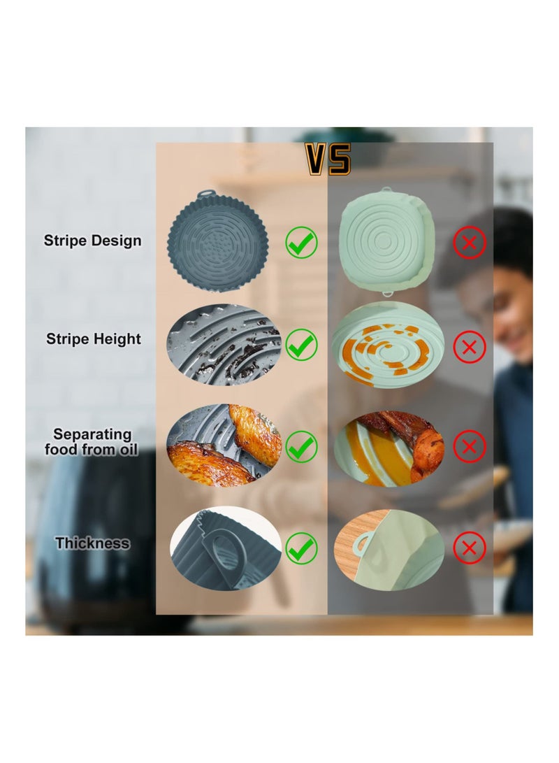 SYOSI بطانات هوائية من السيليكون، 2 قطعة 7.9 بوصة ملحقات قلاية الهواء، بطانات قابلة لإعادة الاستخدام على شكل دائرة، بديل لبطانة الورق القابلة للتخلص، لأواني الشواء والخبز في الفرن والميكروويف - Image 3
