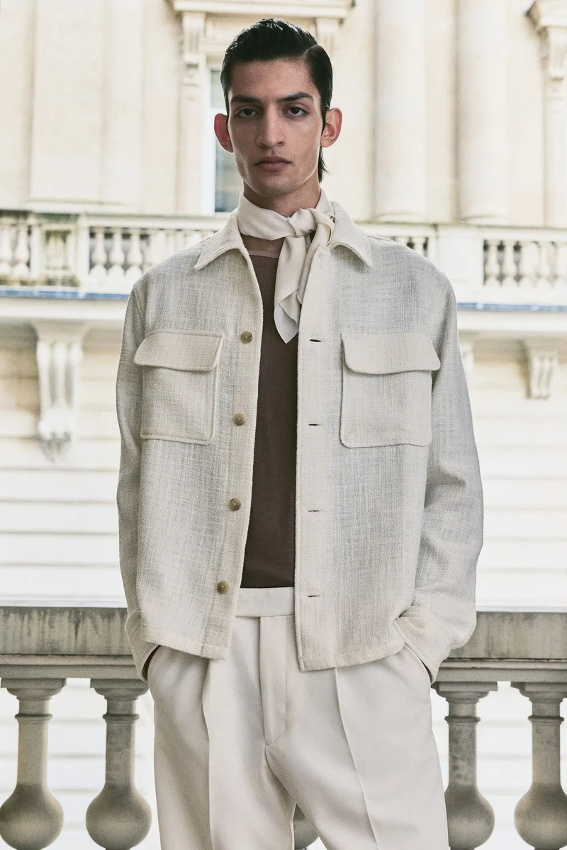 اتش اند ام Regular Fit Textured-weave overshirt