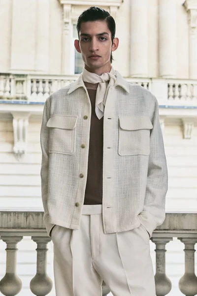 اتش اند ام قميص خارجي منسوج بنقوش عادية