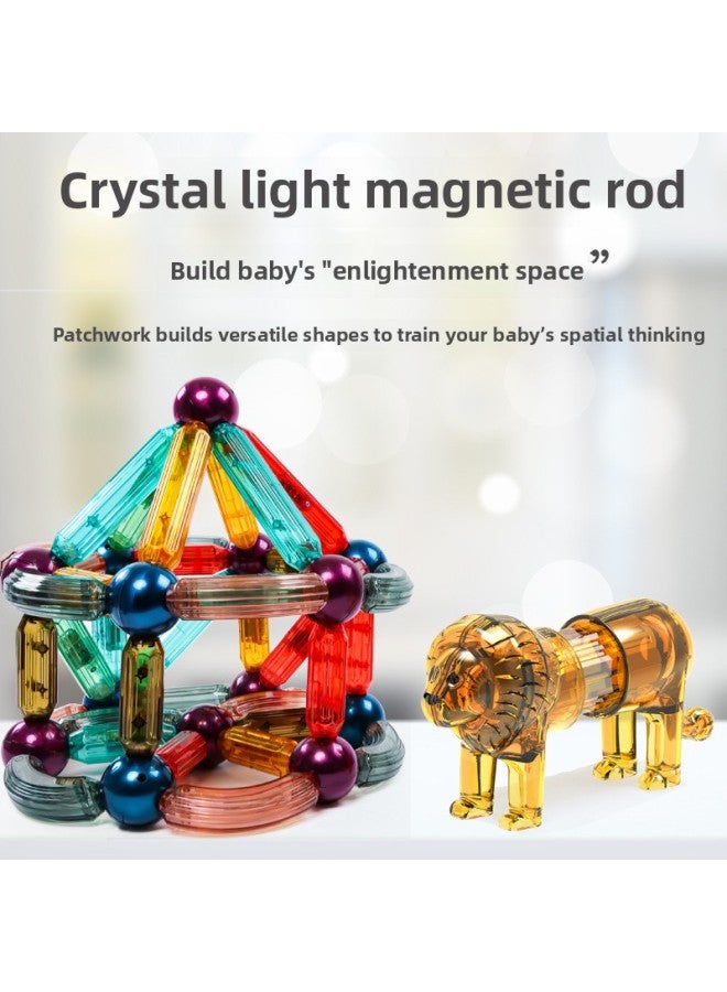 Crystal Animal Light Magnetic Stick Children's Educational Assembled Large Transparent Building Blocks Logical Thinking Enlightenment Toys-Color:42PCs Crystal Magnetic Bar - Image 4