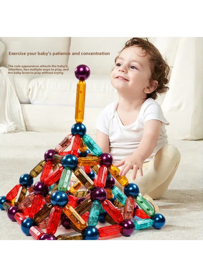 Crystal Animal Light Magnetic Stick Children's Educational Assembled Large Transparent Building Blocks Logical Thinking Enlightenment Toys-Color:42PCs Crystal Magnetic Bar - Image 3