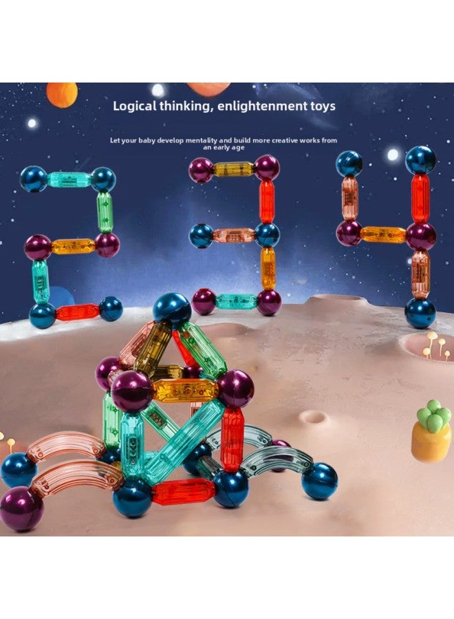 Crystal Animal Light Magnetic Stick Children's Educational Assembled Large Transparent Building Blocks Logical Thinking Enlightenment Toys-Color:42PCs Crystal Magnetic Bar - Image 5