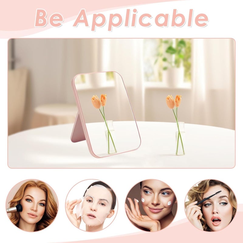 HomeAra Makeup Mirror Desktop Stand Clear Vanity Mirror Carry Portable Folding Mirror Home Makeup Mirror Mirror for Makeup Pink 6 Inch - Image 5