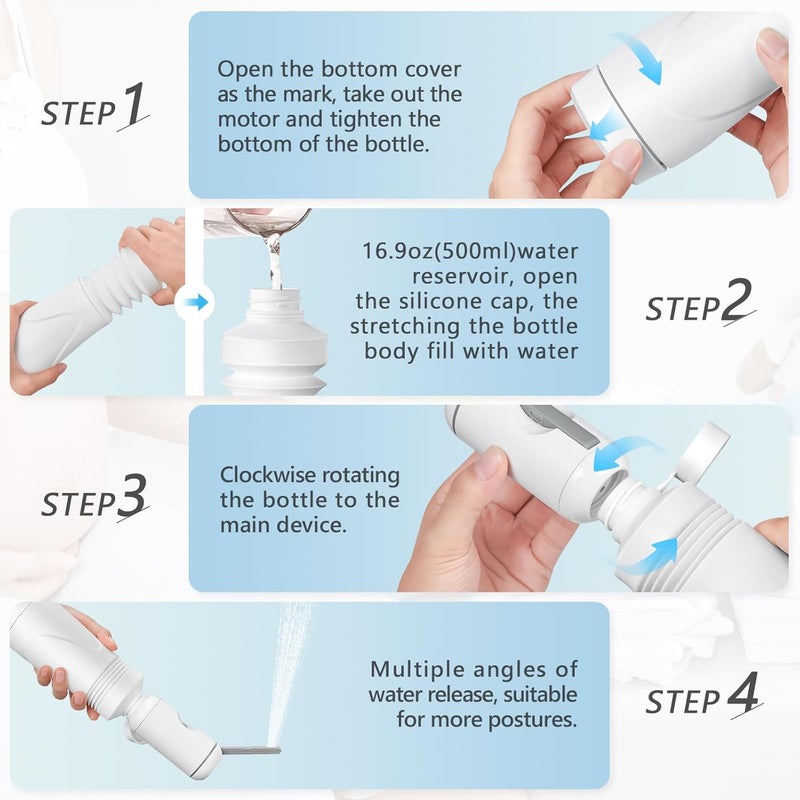 SPACEREST Upgrade Portable Bidet for Travel with 550ml Bottle, No Noise & Waterproof Portable Bidet for Women & Men, Rechargeable Electric Portable Jet Spray, Personal Hygiene & Postpartum Care - Image 5