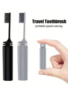 Goolsky 2pcs Portable Foldable Travel Toothbrush, Soft Manual Toothbrushes With Bamboo Charcoal Soft Bristles For Teeth Gums, For Deep Cleaning Oral Care At Home For Adults Daily Life  - Image 3