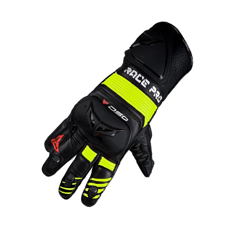 DSG Race Pro Sport Riding Gloves : Yellow Fluo (Size-2XLarge) - Image 1