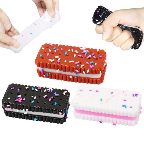 Batorisy Squishy Fidget Toys 3Pack Kawaii Cookies Squeeze Toys for Kids Adults Stress Relief Sensory Toys Kids Squeeze Toys for Anxiety Relief Party Favors Gifts for Girls BoysRectangle - Image 1