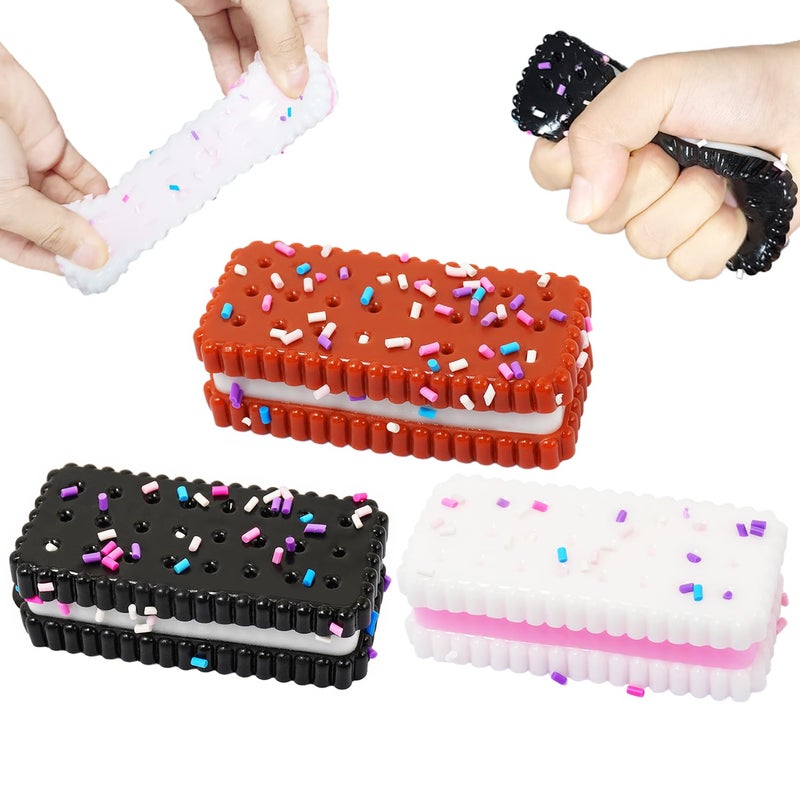 Batorisy Squishy Fidget Toys 3Pack Kawaii Cookies Squeeze Toys for Kids Adults Stress Relief Sensory Toys Kids Squeeze Toys for Anxiety Relief Party Favors Gifts for Girls BoysRectangle - Image 3