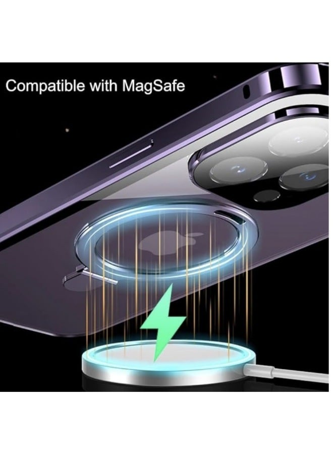Suitable For Apple 16pro Mobile Phone Case Bracket Magneto Double-sided Full Covering Metallic Glass IPhone15 Product 14-Color:Dark Night Purple [peepproof Version]-Applicable Model:Apple 11promax  - Image 3