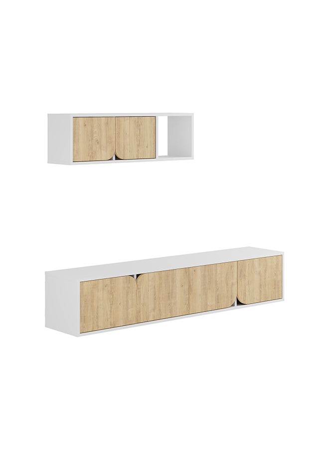 Mourah Home - Spark Tv Unit Up To 70 Inches With Storage - White/Oak - 2 Years Warranty - Image 1