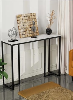 AGD Console Table, Modern Entryway Table for Living Room, Metal Frame Side Table for Home and Office 100x30x78.5cm, White  - Image 1