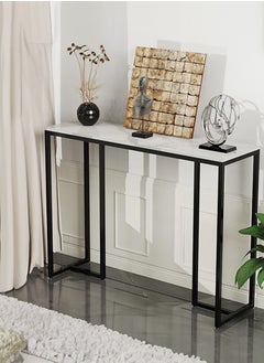 AGD Console Table, Modern Entryway Table for Living Room, Metal Frame Side Table for Home and Office 100x30x78.5cm, White  - Image 4