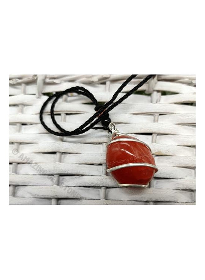 Carnelian Crystal Necklace with Spiral Carnelian Stone - Carnelian Pendant Women Wire Wrapped Jewelry with Adjustable Cord and Premium Velvet Pouch  - Image 4