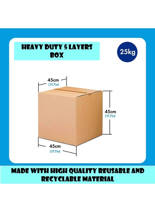 Amber Home Moving Boxes Medium Size 45x45x45 cm Corrugated Cardboard Box for Shipping, Mailing, Packing, Storage, Packaging Heavy Duty 5 Ply Double wall 100% Recyclable Pack of 3 pcs - Image 2