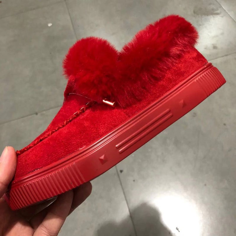 Winter Velvet Thick-Soled Warm Snow Boots for Women Burgundy