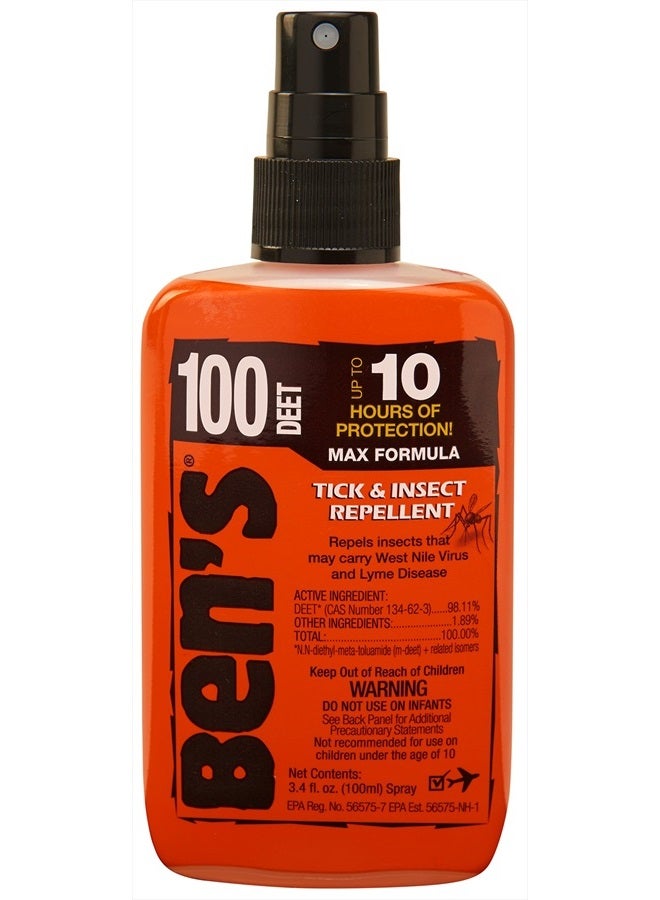 Ben's 100 Tick & Insect Repellent - Alcohol-Free DEET Insect Repellent Pump Spray - Offers 10 Hours of Protection for Adults & Children -3.4 Fl Oz (2 Pack) - Image 1