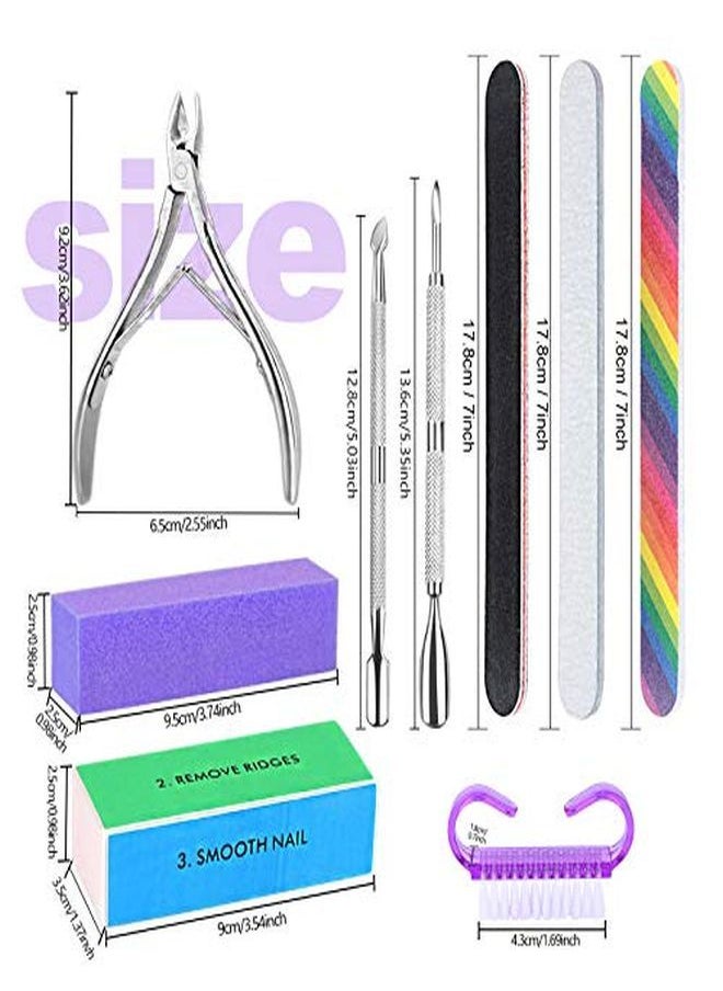 HNYYZL Re Nail File Kit-3Pcs Double Sided Nail File, Rectangular Nail Buffer, 4 Step Buffing Block, 3Pcs Cuticle Clipper & Pusher, And Nail Brush, Complete Nail Kit With Buffer For Salon Nail Art  - Image 2