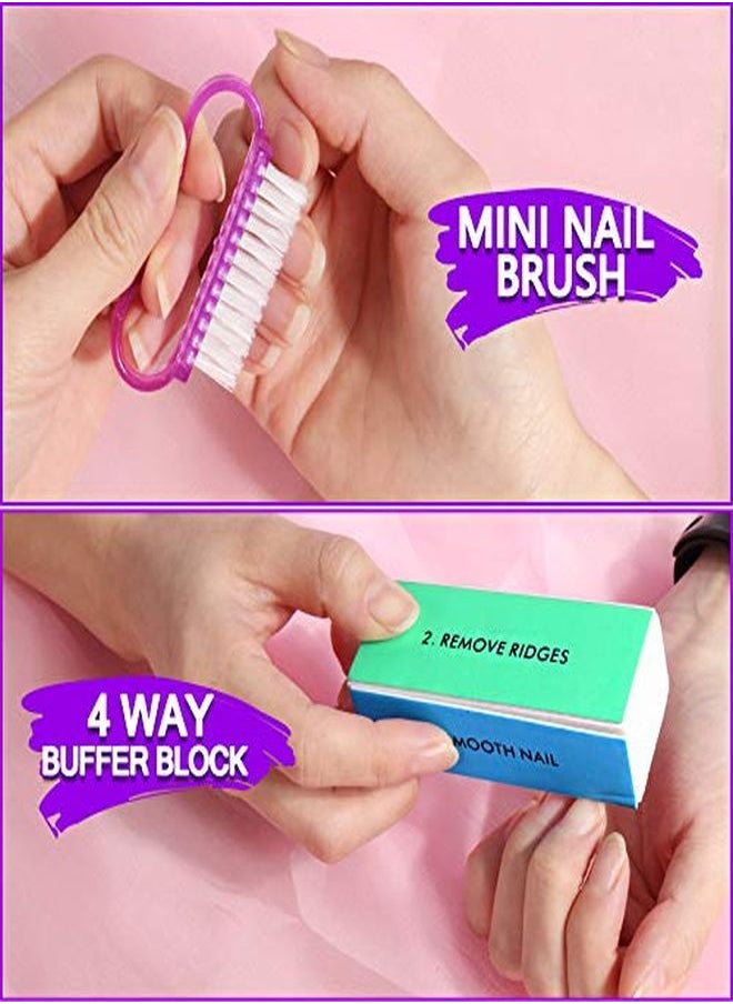 HNYYZL - Re Nail File Kit-3Pcs Double Sided Nail File, Rectangular Nail Buffer, 4 Step Buffing Block, 3Pcs Cuticle Clipper & Pusher, And Nail Brush, Complete Nail Kit With Buffer For Salon Nail Art - Image 1