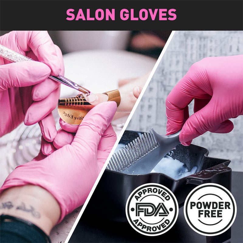 OKIAAS Black/Pink Vinyl Gloves Disposable Latex Free, Food Safe, Powder Free, 5 Mil Thickened for Cooking, Cleaning, Food Prep, Baking, Hair Dye, Tattoo, Medium, 50 Count - Image 4