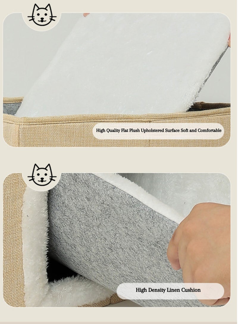 Next Vogue Cat House for Indoor Cat, Cat Condo Bed, 3 Layer Cat Bed with Scratch Pad and Hideaway Cube, Large Enclosed Cat Bed for Multi Cats Family, 62x40x40 CM - Image 2