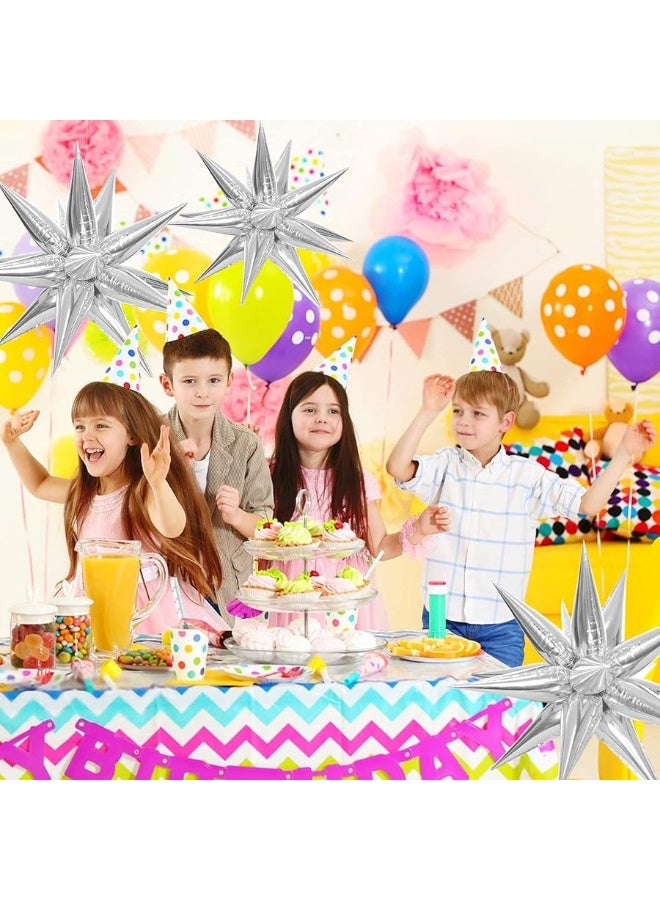 ZAKVOOR 60 Pcs Star Balloons 12 Spike Foil Explosion Party Decoration Balloons for Christmas New Year Eve Birthday (Silver) - Image 3