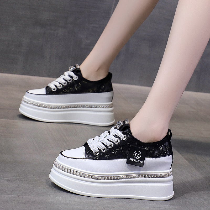 Fashion White Shoes Summer Thin Breathable Casual Shoes All-Match Platform Thick Bottom Heightened Shoes - Image 4