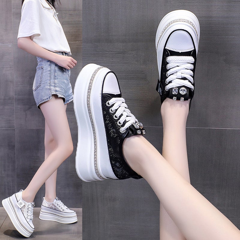 Fashion White Shoes Summer Thin Breathable Casual Shoes All-Match Platform Thick Bottom Heightened Shoes - Image 2