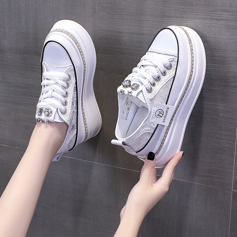 Fashion White Shoes Summer Thin Breathable Casual Shoes All-Match Platform Thick Bottom Heightened Shoes - Image 3