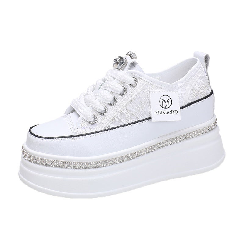 Fashion White Shoes Summer Thin Breathable Casual Shoes All-Match Platform Thick Bottom Heightened Shoes - Image 1