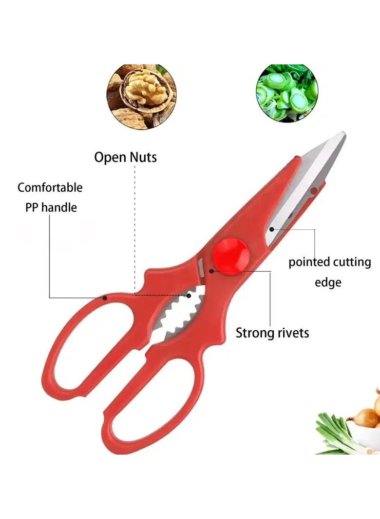2PCS Kitchen Scissors ,Multi Purpose Scissors Stainless Steel ,Fish Scissors- Kitchen Scissors, (BLACK AND RED) - Image 5