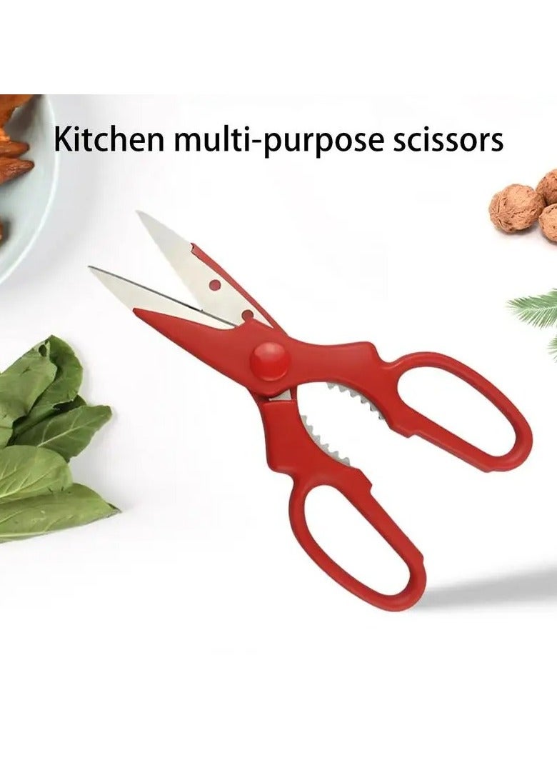 2PCS Kitchen Scissors ,Multi Purpose Scissors Stainless Steel ,Fish Scissors- Kitchen Scissors, (BLACK AND RED) - Image 4