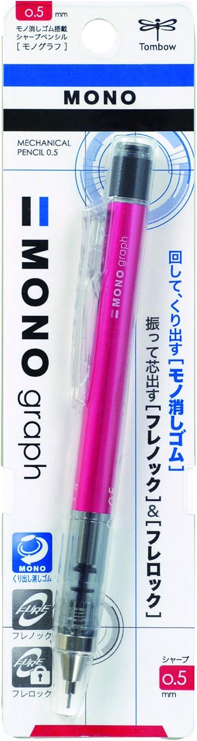 Tombow Tombow Mono Graph Shaker Mechanical Pencil 05mm Pink Body SHMG81 - Image 1