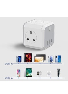 Necomi Multi Plug Extension Lead, 4 Way 4 UK Standard Plugs Socket adapter,1.8M Extension Cord,2 USB + 1 Type C Ports (5V/3.4A Max) for Home|Dorm|Office|Travel  - Image 5