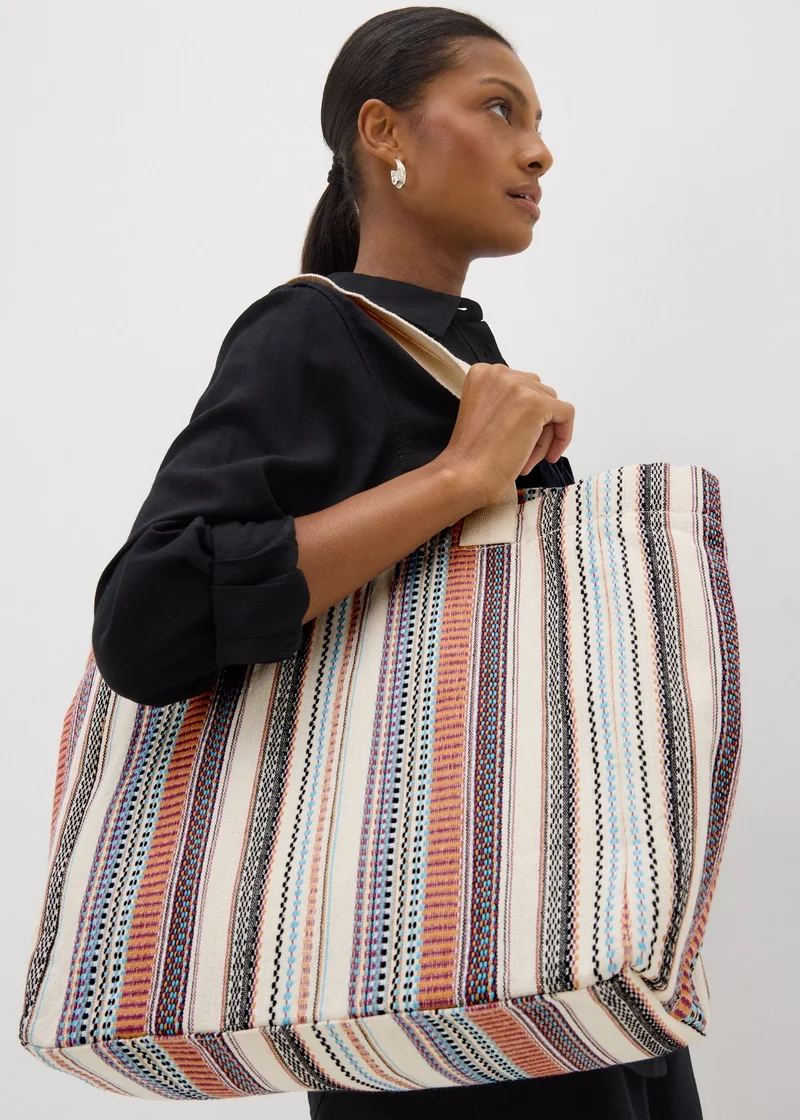 Matalan Multi Coloured Stripe Beach Bag