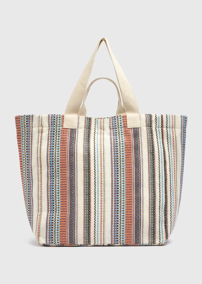 Matalan Multi Coloured Stripe Beach Bag