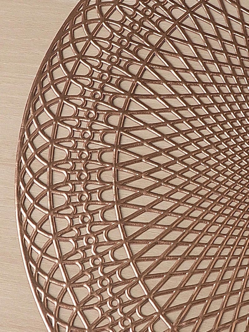 Dakshya Industries Dakshya Industries PVC Copper Pack of 4 Round Shape Placemat for Dining Table Mat Dressing Table Mats Kitchen Restaurant - Image 4