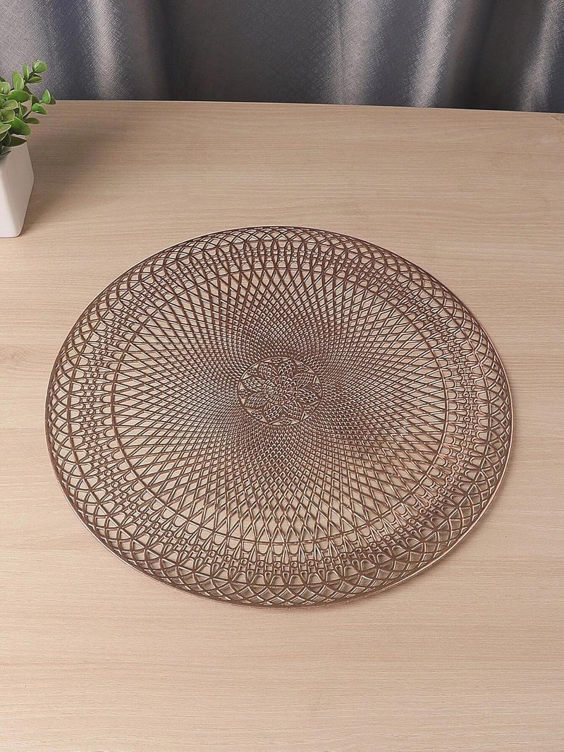 Dakshya Industries Dakshya Industries PVC Copper Pack of 4 Round Shape Placemat for Dining Table Mat Dressing Table Mats Kitchen Restaurant - Image 1