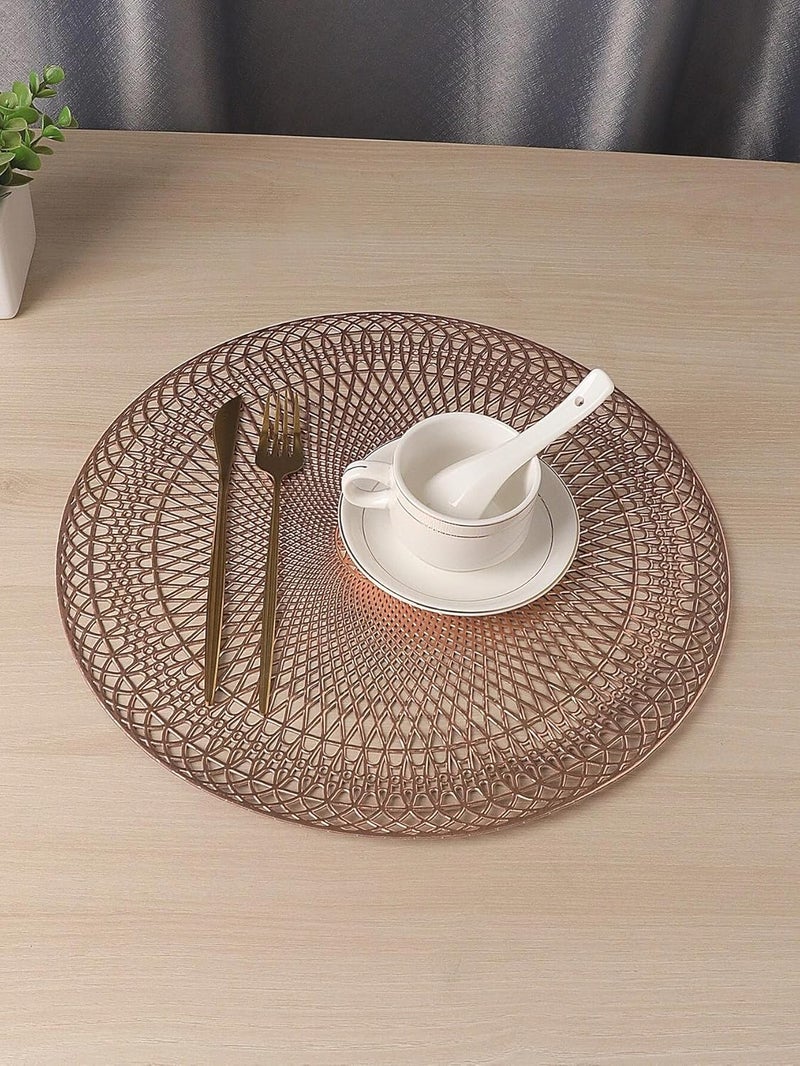Dakshya Industries Dakshya Industries PVC Copper Pack of 4 Round Shape Placemat for Dining Table Mat Dressing Table Mats Kitchen Restaurant - Image 2