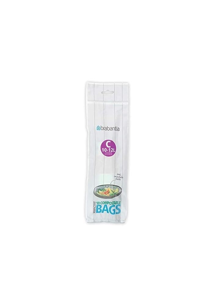 Brabantia 100% Compostable Bin Liners, 10-12 Litres (C), 30 Pieces - Image 2