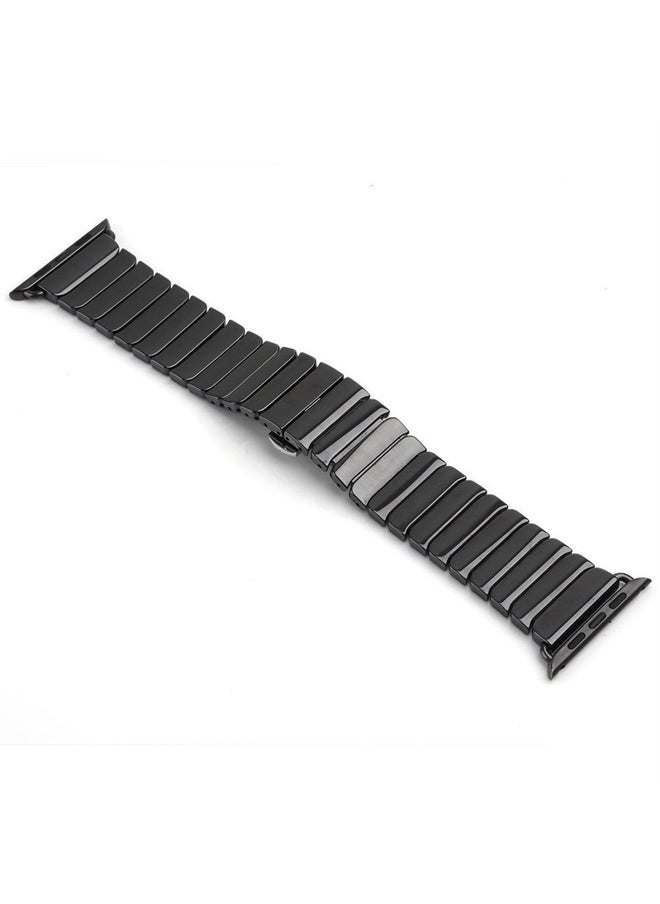 HUANLONG - HUANLONG Apple Watch 38mm Band, Luxury Ceramic Bracelet Watch Band Strap Replacement Wrist Band for Apple Watch & Sport & Edition Iwatch 42/38mm with Adapter (Ceramic Black 38mm) - Image 1