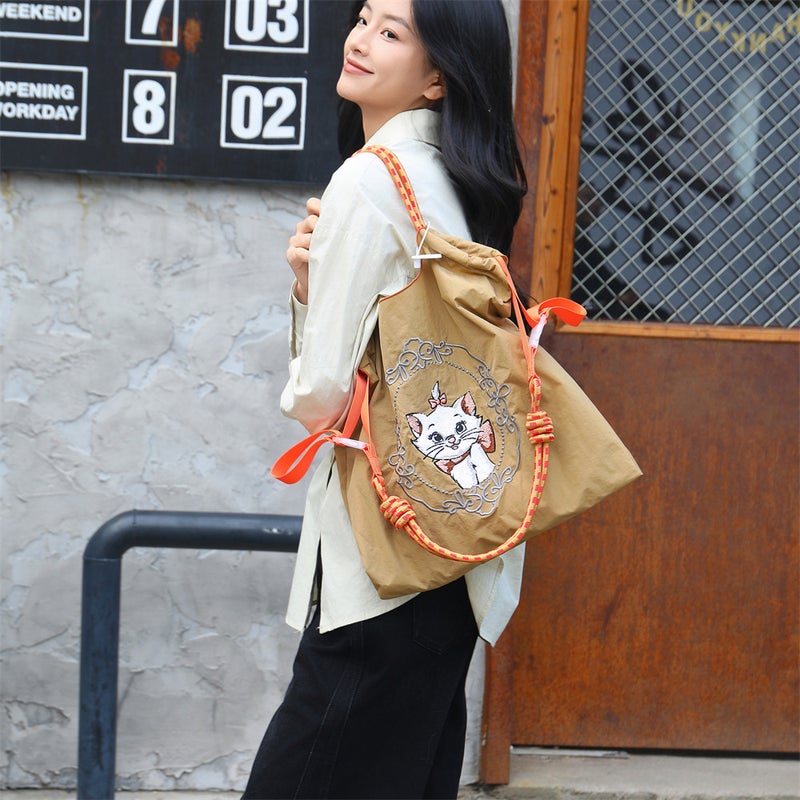 Mary Cat Cartoon Embroidered Nylon Shopping Bag – Medium Casual Underarm Bag for Women - Image 5